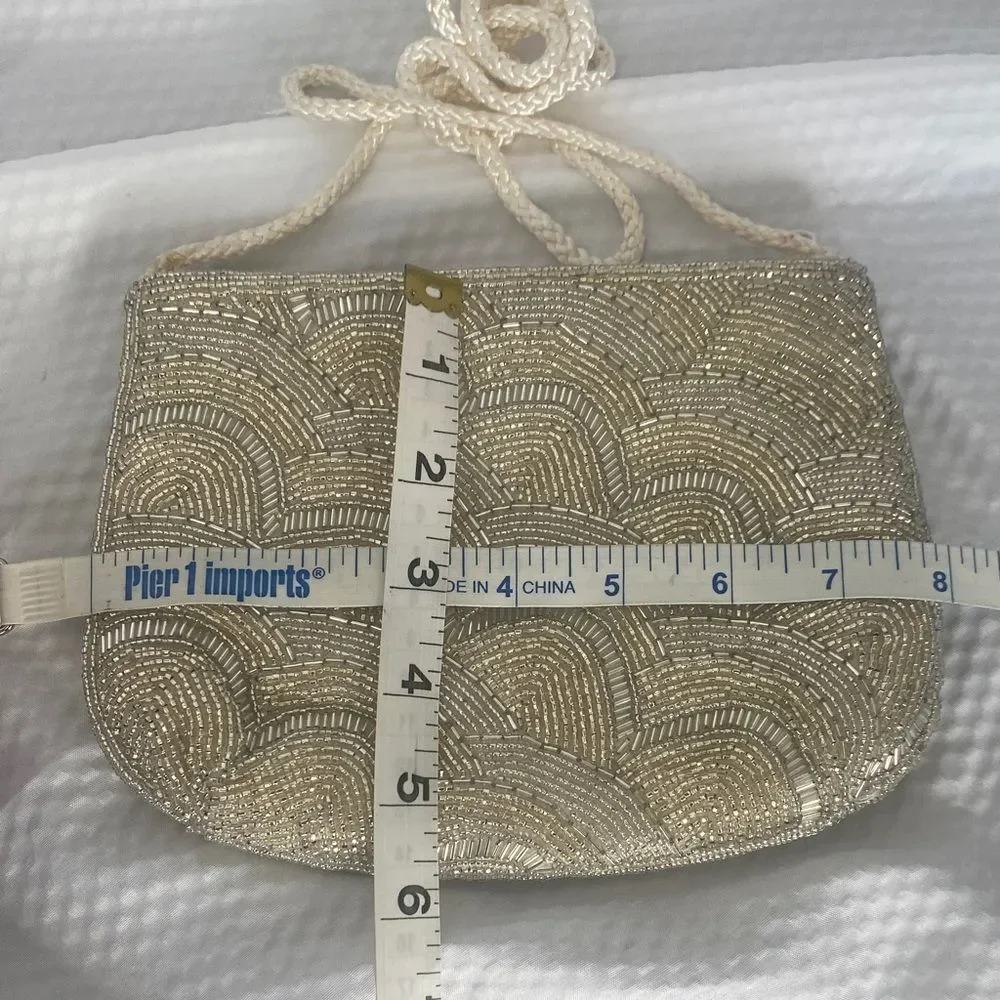 Partners TM Vintage Elegant Gold & Silver Scalloped Beaded Clutch or Crossbody